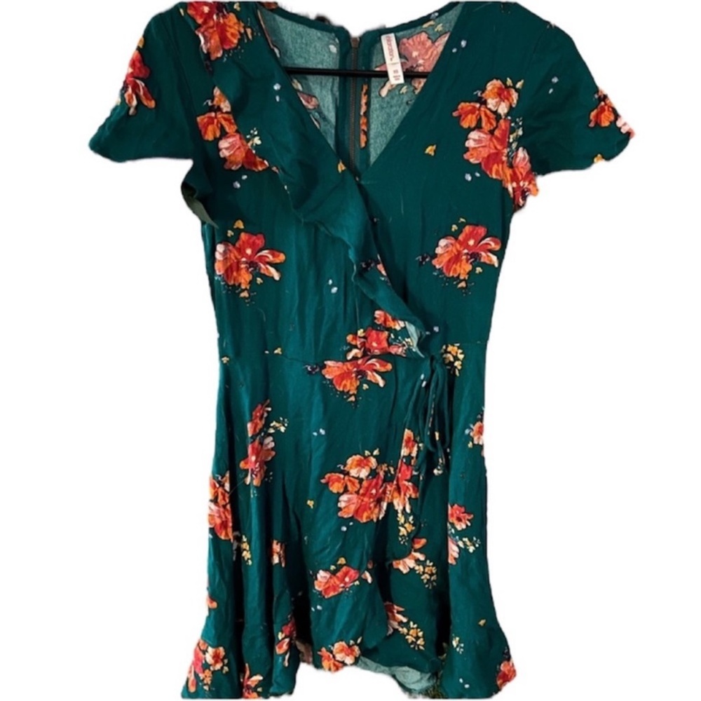 🌻5 for $25🌻 Vintage Y2K Xhilaration Green Floral Faux Wrap Dress